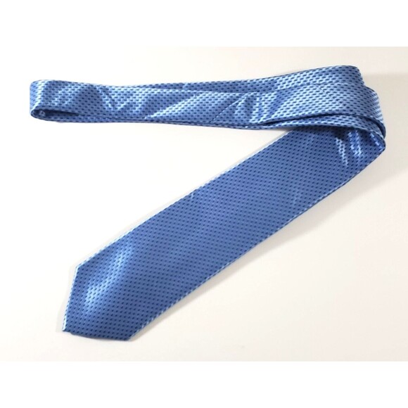 Laurant Bennet Milano Blue Textured Zigzag 100% Polyester Neck Tie A206 - Picture 2 of 6